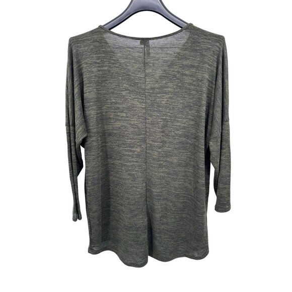 Obsession Women's Plus Size 3X V-Neck Green Sweater Tunic Dolman 3/4 Sleeve Top - Picture 3 of 5